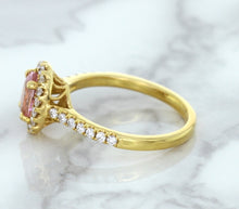 Load image into Gallery viewer, 1.14ct Oval Pink Sapphire Ring with Diamond Halo in 18K Rose Gold