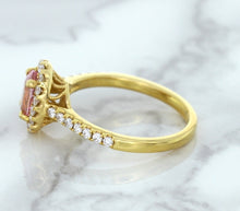 Load image into Gallery viewer, 1.14ct Oval Pink Sapphire Ring with Diamond Halo in 18K Rose Gold