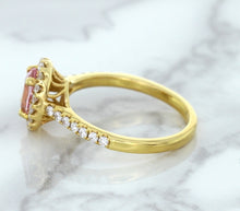 Load image into Gallery viewer, 1.14ct Oval Pink Sapphire Ring with Diamond Halo in 18K Rose Gold