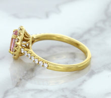Load image into Gallery viewer, 1.14ct Oval Pink Sapphire Ring with Diamond Halo in 18K Rose Gold