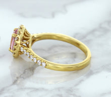 Load image into Gallery viewer, 1.14ct Oval Pink Sapphire Ring with Diamond Halo in 18K Rose Gold
