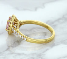 Load image into Gallery viewer, 1.14ct Oval Pink Sapphire Ring with Diamond Halo in 18K Rose Gold