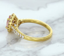 Load image into Gallery viewer, 1.14ct Oval Pink Sapphire Ring with Diamond Halo in 18K Rose Gold