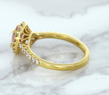 Load image into Gallery viewer, 1.14ct Oval Pink Sapphire Ring with Diamond Halo in 18K Rose Gold