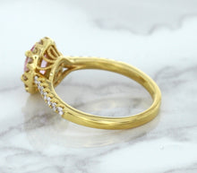 Load image into Gallery viewer, 1.14ct Oval Pink Sapphire Ring with Diamond Halo in 18K Rose Gold