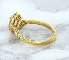 Load image into Gallery viewer, 1.14ct Oval Pink Sapphire Ring with Diamond Halo in 18K Rose Gold