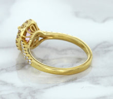 Load image into Gallery viewer, 1.14ct Oval Pink Sapphire Ring with Diamond Halo in 18K Rose Gold