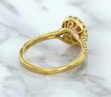 Load image into Gallery viewer, 1.14ct Oval Pink Sapphire Ring with Diamond Halo in 18K Rose Gold