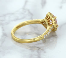 Load image into Gallery viewer, 1.14ct Oval Pink Sapphire Ring with Diamond Halo in 18K Rose Gold