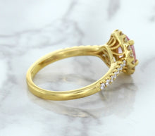 Load image into Gallery viewer, 1.14ct Oval Pink Sapphire Ring with Diamond Halo in 18K Rose Gold