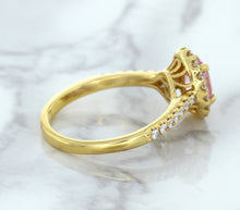 Load image into Gallery viewer, 1.14ct Oval Pink Sapphire Ring with Diamond Halo in 18K Rose Gold