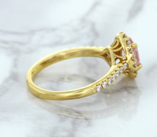 Load image into Gallery viewer, 1.14ct Oval Pink Sapphire Ring with Diamond Halo in 18K Rose Gold