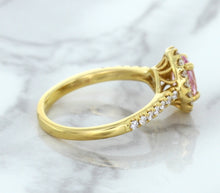 Load image into Gallery viewer, 1.14ct Oval Pink Sapphire Ring with Diamond Halo in 18K Rose Gold