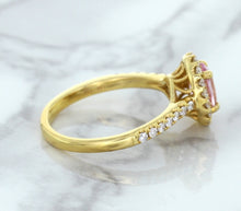 Load image into Gallery viewer, 1.14ct Oval Pink Sapphire Ring with Diamond Halo in 18K Rose Gold