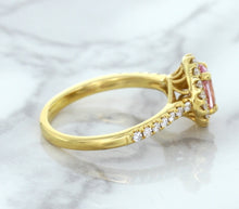 Load image into Gallery viewer, 1.14ct Oval Pink Sapphire Ring with Diamond Halo in 18K Rose Gold