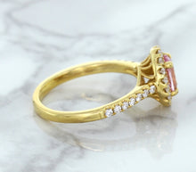 Load image into Gallery viewer, 1.14ct Oval Pink Sapphire Ring with Diamond Halo in 18K Rose Gold