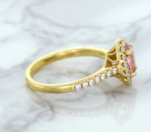 Load image into Gallery viewer, 1.14ct Oval Pink Sapphire Ring with Diamond Halo in 18K Rose Gold