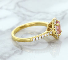 Load image into Gallery viewer, 1.14ct Oval Pink Sapphire Ring with Diamond Halo in 18K Rose Gold
