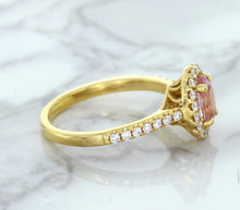 Load image into Gallery viewer, 1.14ct Oval Pink Sapphire Ring with Diamond Halo in 18K Rose Gold