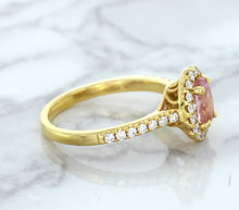 Load image into Gallery viewer, 1.14ct Oval Pink Sapphire Ring with Diamond Halo in 18K Rose Gold