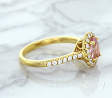 Load image into Gallery viewer, 1.14ct Oval Pink Sapphire Ring with Diamond Halo in 18K Rose Gold