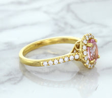Load image into Gallery viewer, 1.14ct Oval Pink Sapphire Ring with Diamond Halo in 18K Rose Gold