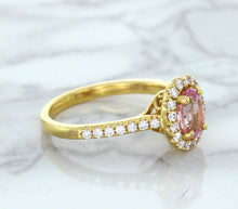 Load image into Gallery viewer, 1.14ct Oval Pink Sapphire Ring with Diamond Halo in 18K Rose Gold