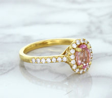 Load image into Gallery viewer, 1.14ct Oval Pink Sapphire Ring with Diamond Halo in 18K Rose Gold