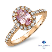 Load image into Gallery viewer, 1.14ct Oval Pink Sapphire Ring with Diamond Halo in 18K Rose Gold