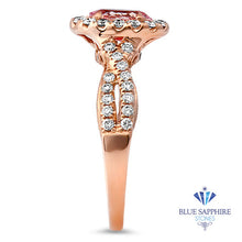 Load image into Gallery viewer, 1.25ct Oval Pink Sapphire Ring with Diamond Halo in 18K Rose Gold