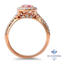 Load image into Gallery viewer, 1.25ct Oval Pink Sapphire Ring with Diamond Halo in 18K Rose Gold