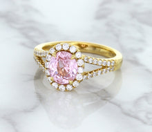 Load image into Gallery viewer, 1.91ct Oval Pink Sapphire Ring with Diamond Halo in 18K Rose Gold