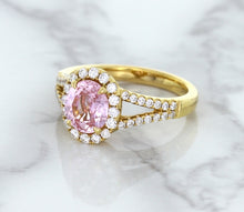 Load image into Gallery viewer, 1.91ct Oval Pink Sapphire Ring with Diamond Halo in 18K Rose Gold