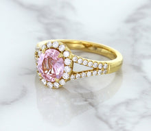 Load image into Gallery viewer, 1.91ct Oval Pink Sapphire Ring with Diamond Halo in 18K Rose Gold