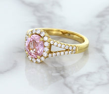 Load image into Gallery viewer, 1.91ct Oval Pink Sapphire Ring with Diamond Halo in 18K Rose Gold
