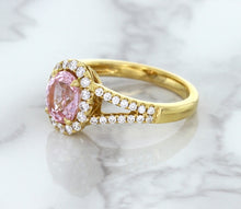 Load image into Gallery viewer, 1.91ct Oval Pink Sapphire Ring with Diamond Halo in 18K Rose Gold