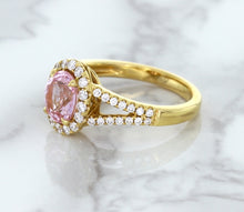 Load image into Gallery viewer, 1.91ct Oval Pink Sapphire Ring with Diamond Halo in 18K Rose Gold