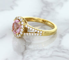 Load image into Gallery viewer, 1.91ct Oval Pink Sapphire Ring with Diamond Halo in 18K Rose Gold
