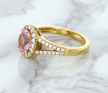 Load image into Gallery viewer, 1.91ct Oval Pink Sapphire Ring with Diamond Halo in 18K Rose Gold