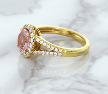 Load image into Gallery viewer, 1.91ct Oval Pink Sapphire Ring with Diamond Halo in 18K Rose Gold