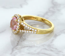 Load image into Gallery viewer, 1.91ct Oval Pink Sapphire Ring with Diamond Halo in 18K Rose Gold