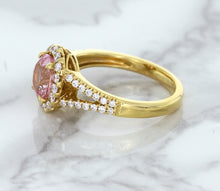Load image into Gallery viewer, 1.91ct Oval Pink Sapphire Ring with Diamond Halo in 18K Rose Gold