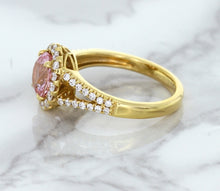 Load image into Gallery viewer, 1.91ct Oval Pink Sapphire Ring with Diamond Halo in 18K Rose Gold