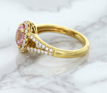 Load image into Gallery viewer, 1.91ct Oval Pink Sapphire Ring with Diamond Halo in 18K Rose Gold