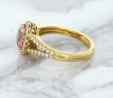 Load image into Gallery viewer, 1.91ct Oval Pink Sapphire Ring with Diamond Halo in 18K Rose Gold