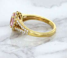 Load image into Gallery viewer, 1.91ct Oval Pink Sapphire Ring with Diamond Halo in 18K Rose Gold