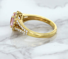 Load image into Gallery viewer, 1.91ct Oval Pink Sapphire Ring with Diamond Halo in 18K Rose Gold