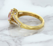 Load image into Gallery viewer, 1.91ct Oval Pink Sapphire Ring with Diamond Halo in 18K Rose Gold