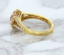 Load image into Gallery viewer, 1.91ct Oval Pink Sapphire Ring with Diamond Halo in 18K Rose Gold