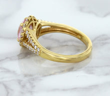 Load image into Gallery viewer, 1.91ct Oval Pink Sapphire Ring with Diamond Halo in 18K Rose Gold
